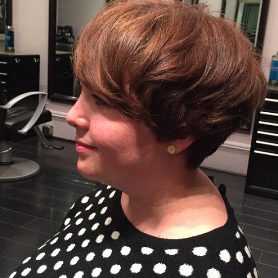 short haircut with thick bangs