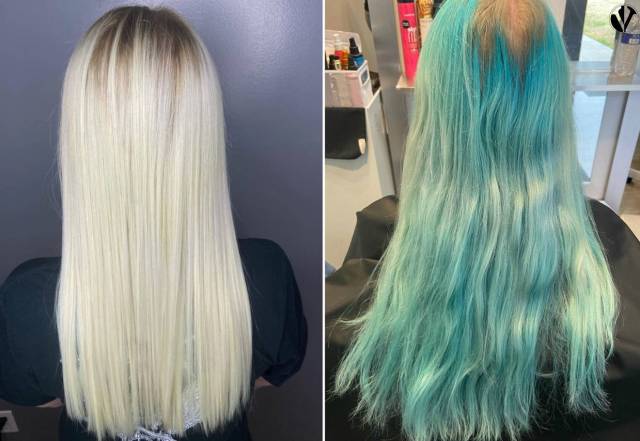 before and after of hair color correction