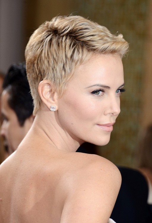 Charlize Theron Short Pixie Haircut for Summer 2014