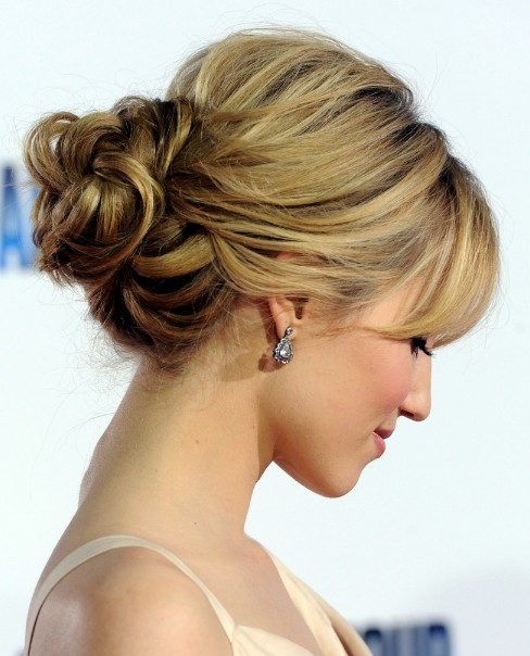 Dianna Agron Romantic Loose Low Bun Updo for Wedding