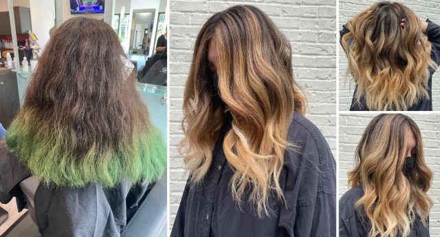 hair color correction before and after