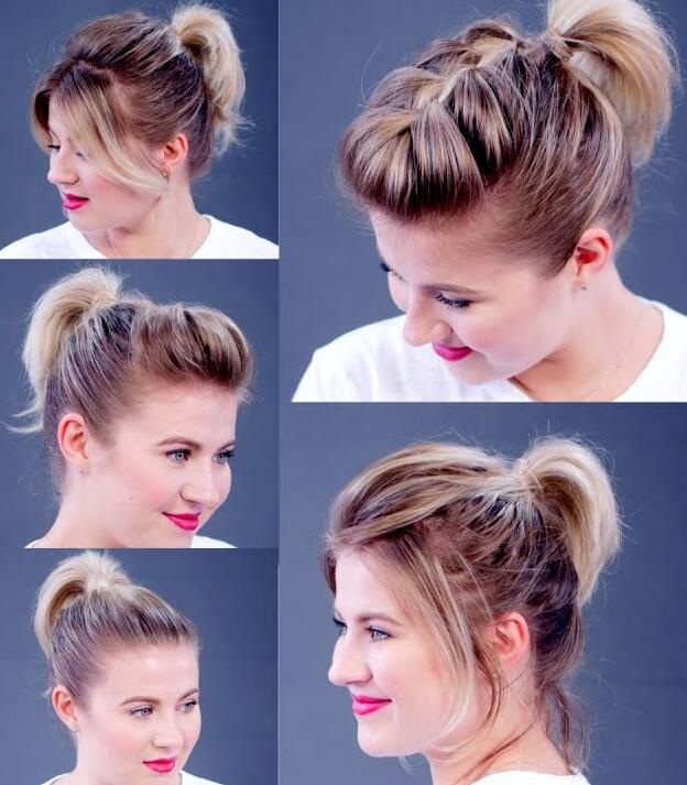 high ponytail for short hair