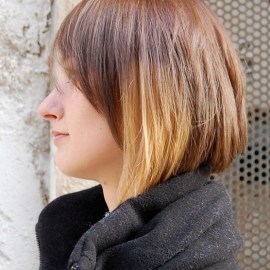 Side View of Most Popular Short Hairstyle with Cool Color