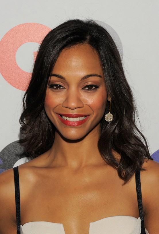 Zoe Saldana Long Black Wavy Hairstyle for Black Women